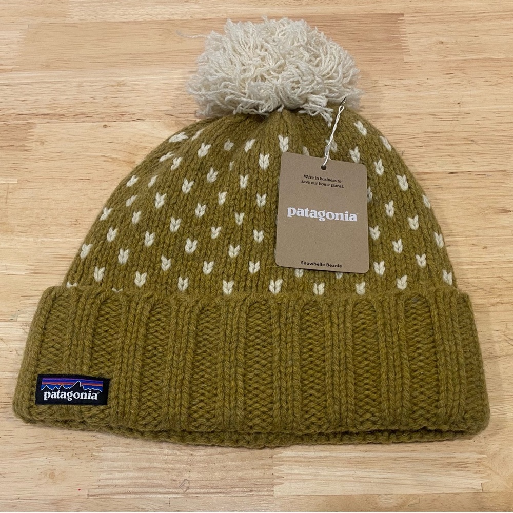 Patagonia women’s Snowbelle beanie ridge Cosmic Gold with fleece headband NWT OS - Picture 4 of 8